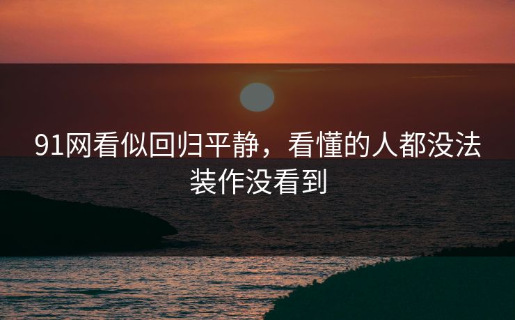 91网看似回归平静，看懂的人都没法装作没看到