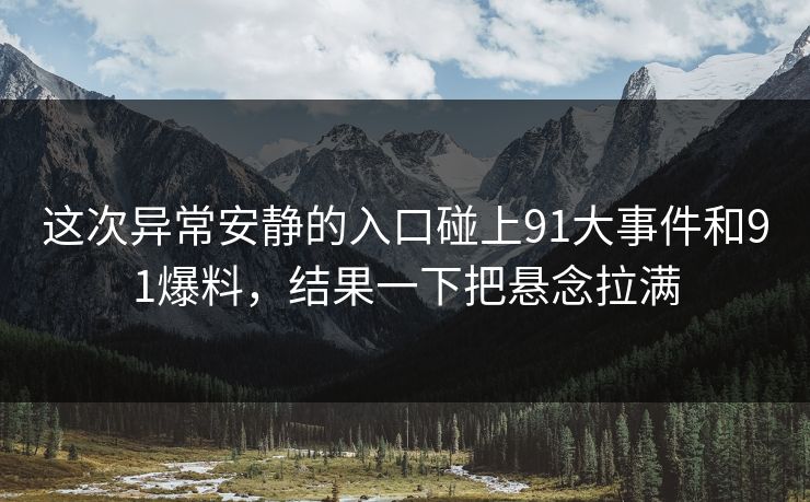 这次异常安静的入口碰上91大事件和91爆料，结果一下把悬念拉满