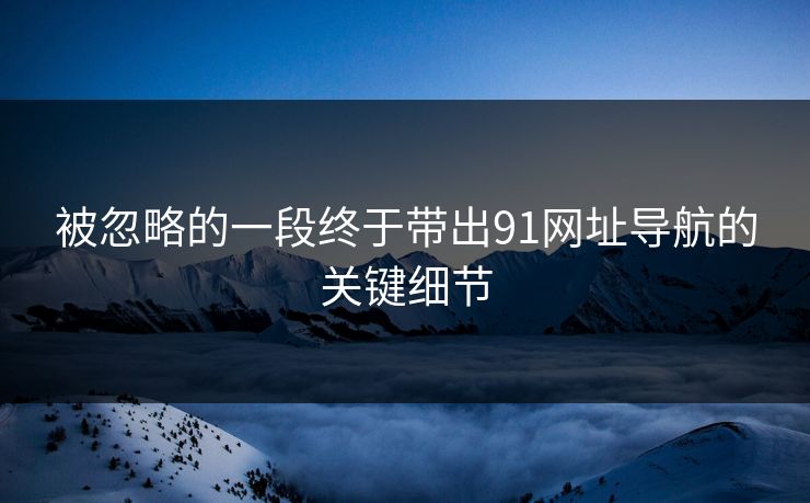 被忽略的一段终于带出91网址导航的关键细节
