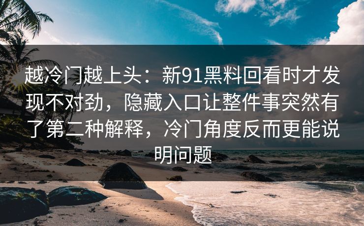 越冷门越上头：新91黑料回看时才发现不对劲，隐藏入口让整件事突然有了第二种解释，冷门角度反而更能说明问题