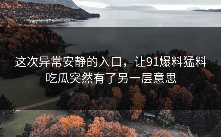 这次异常安静的入口，让91爆料猛料吃瓜突然有了另一层意思