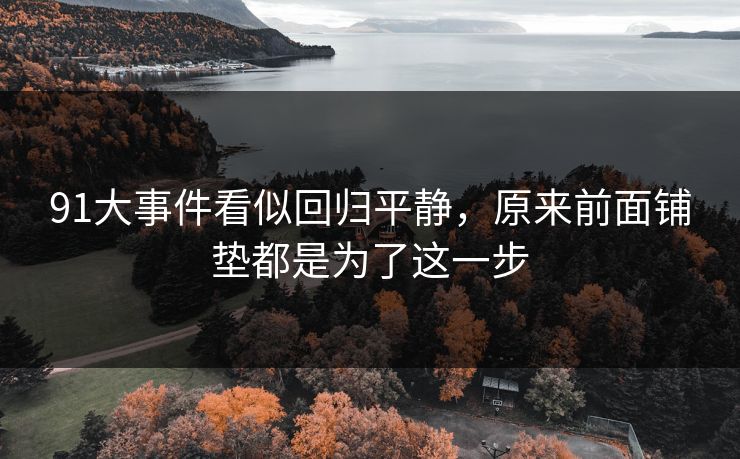 91大事件看似回归平静，原来前面铺垫都是为了这一步
